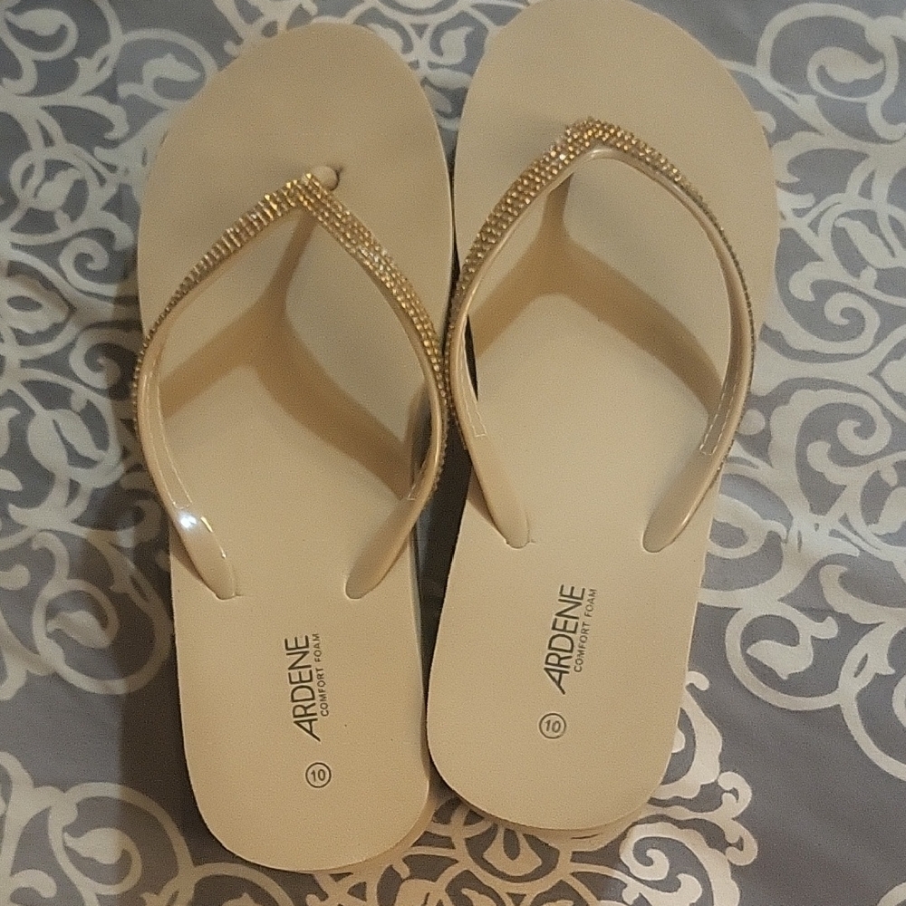 Ardene Women's Beige Sandals with Rhinestones